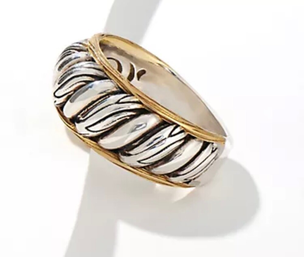 Christian James by Scott Grimes Sterling Silver Two Tone Ripple Ring Sz 7